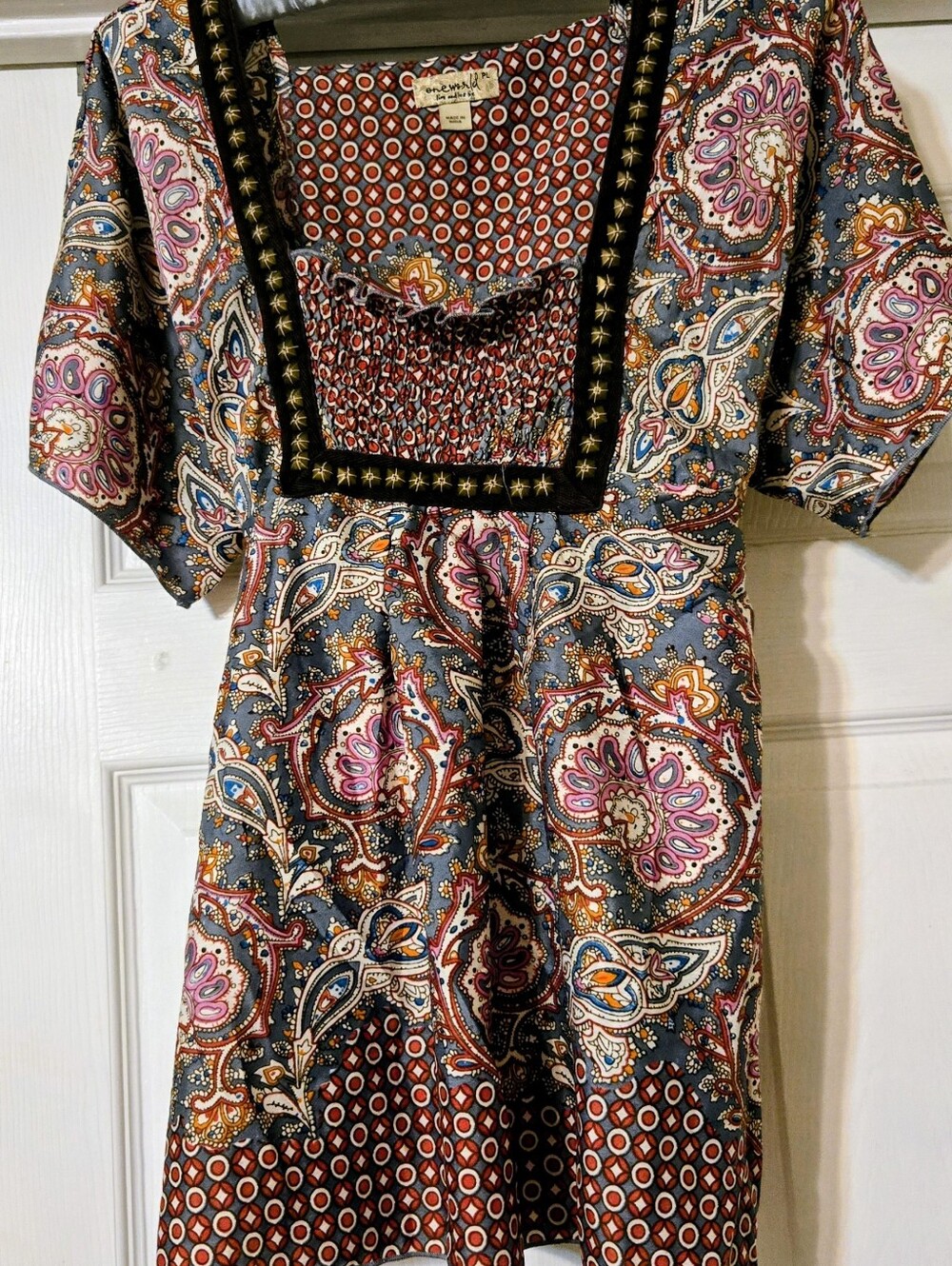 One World paisley print smocked top